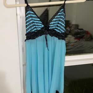 Y2K Blue/Black lingerie chemi - S/M